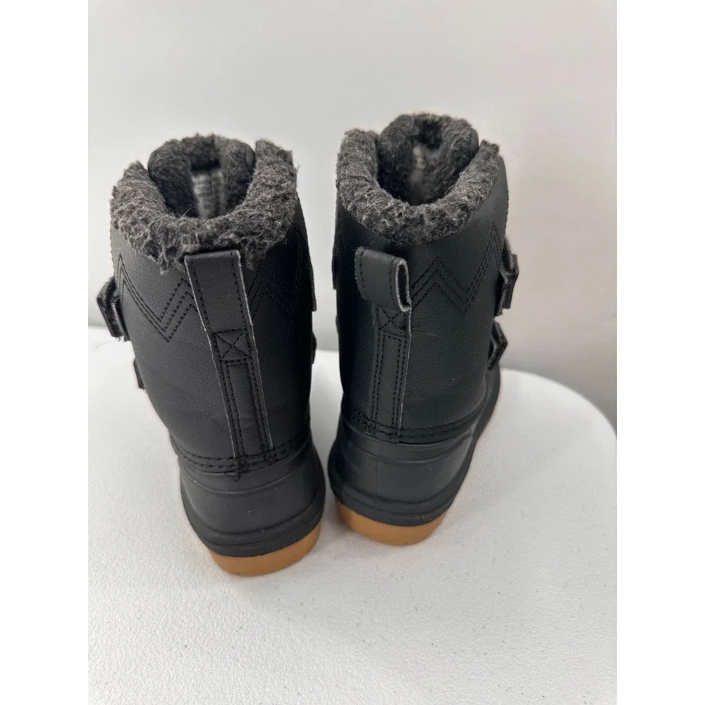 Cat & Jack Toddler‎ Black Winter Boots Size 10 Faux Fur Lining Snow Rubber Sole